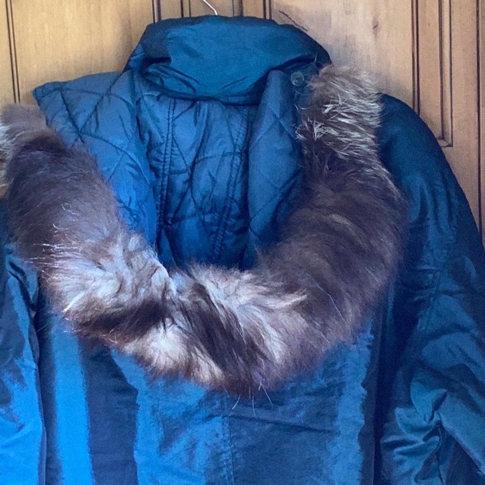 Mainframe Detailed Teal Hooded Cozy Coat View 5